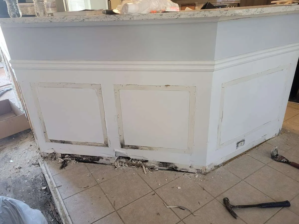 Water damage and mold on kitchen during Storm Damage Restoration in Ridgefield